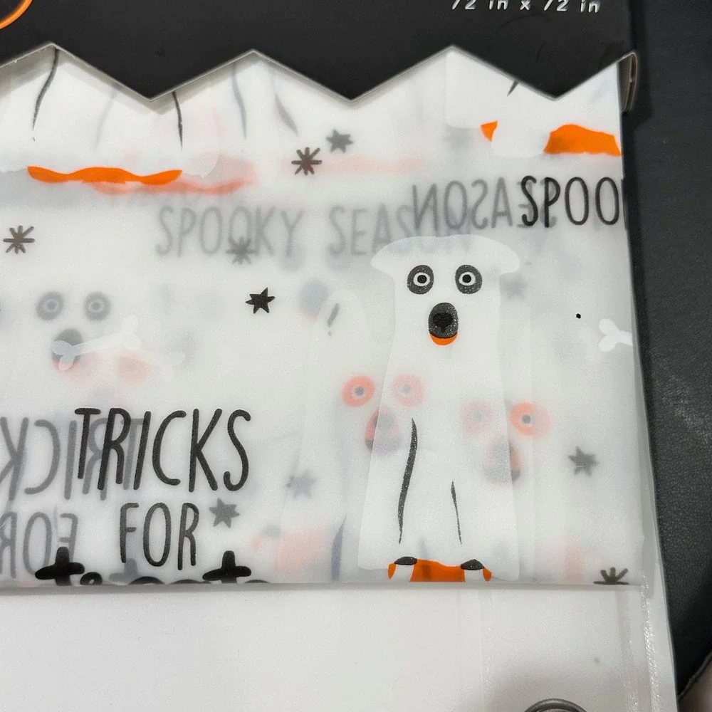 Halloween Ghost Dog Shower Curtains 72x72 Set of 2 Tricks for Treats New Spooky